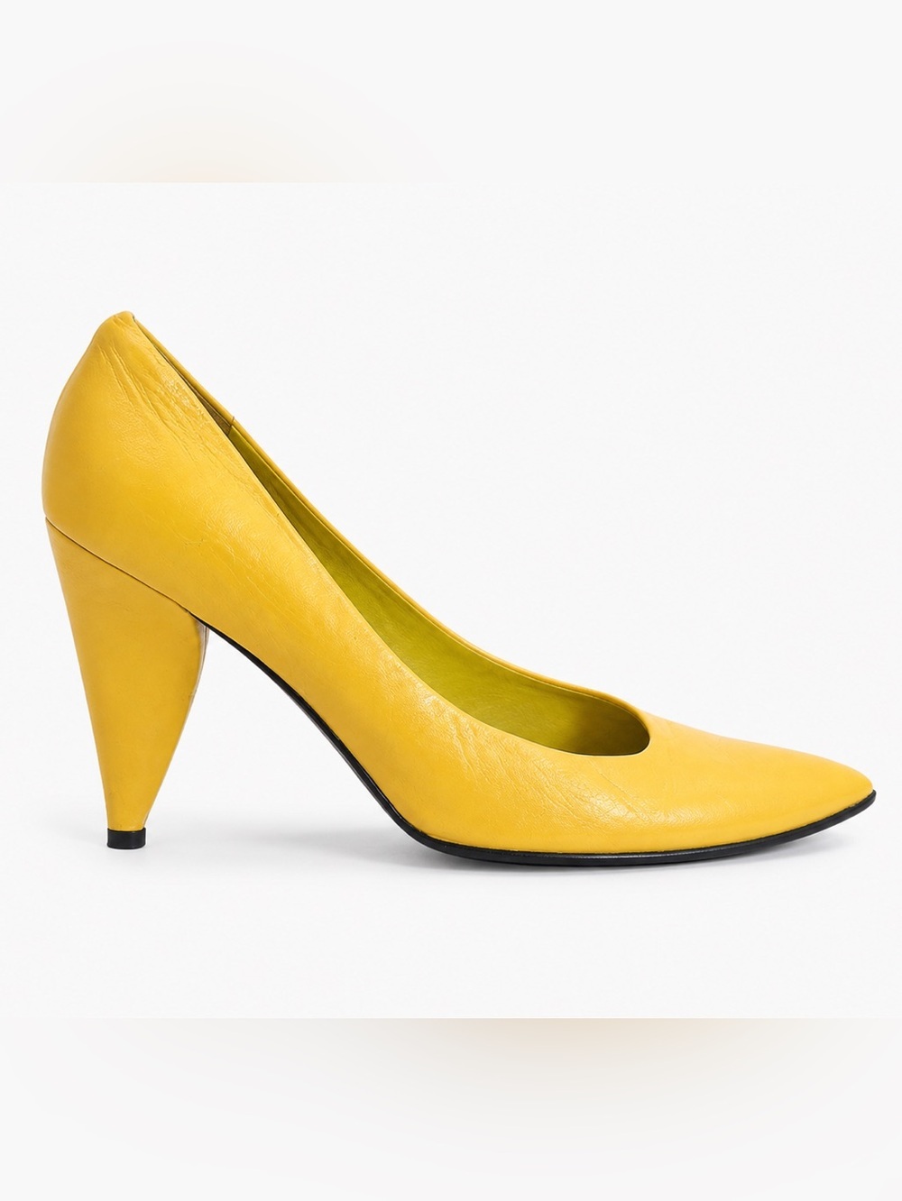 PRADA Yellow Leather Pointed Toe Pumps Stiletto Heels EU40